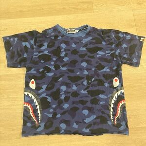 Bape Blue and Black Camouflage Shark Tee